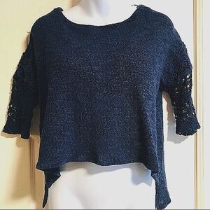 HAZEL by Anthropologie Hi-Lo CROCHET Crop Top- XS